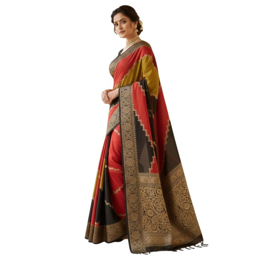 Women's Dola Silk Embellished Saree With Unstitched Blouse 5.5Mtr (Multicolor) - Image 2