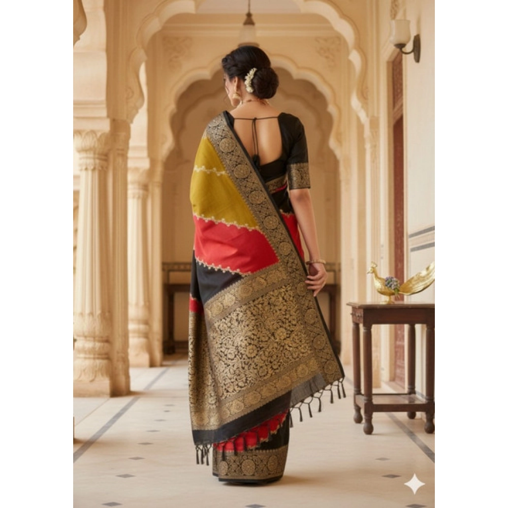 Women's Dola Silk Embellished Saree With Unstitched Blouse 5.5Mtr (Multicolor) - Image 3