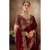 Women's Silk Embroidered Saree With Unstitched Blouse 5.5Mtr (Maroon)