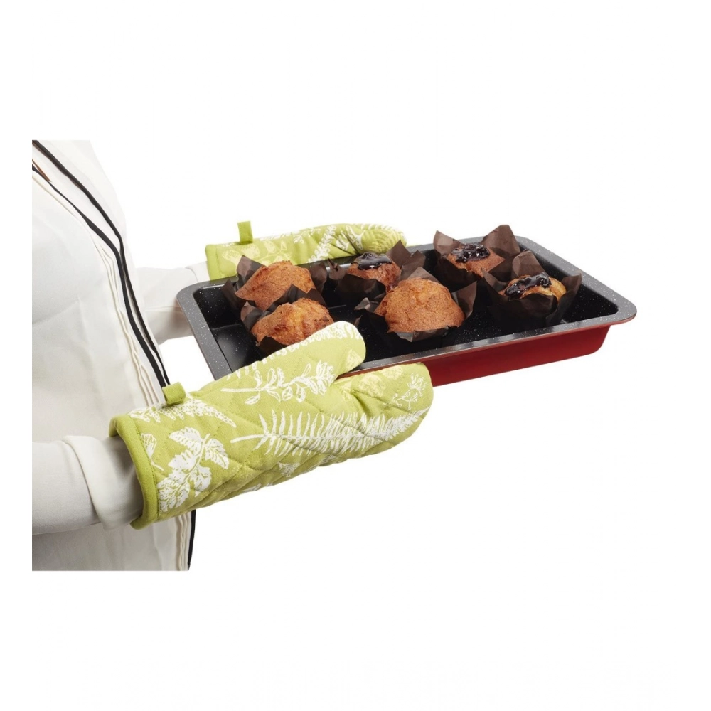 Pack of 2 Cotton Oven Gloves (Green) - Image 3