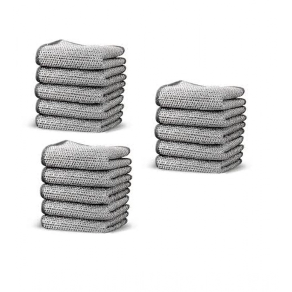 Pack of 15 Stainless Steel Dishwash Scrub (Silver)
