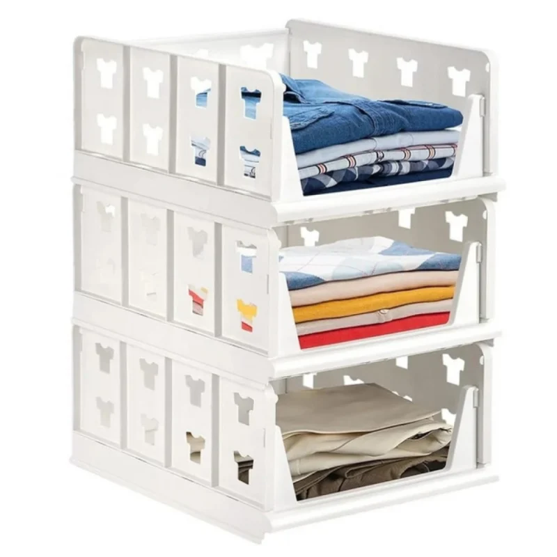 Alternative view of Pack of 1 Plastic Foldable Stackable Storage Organizer (White)