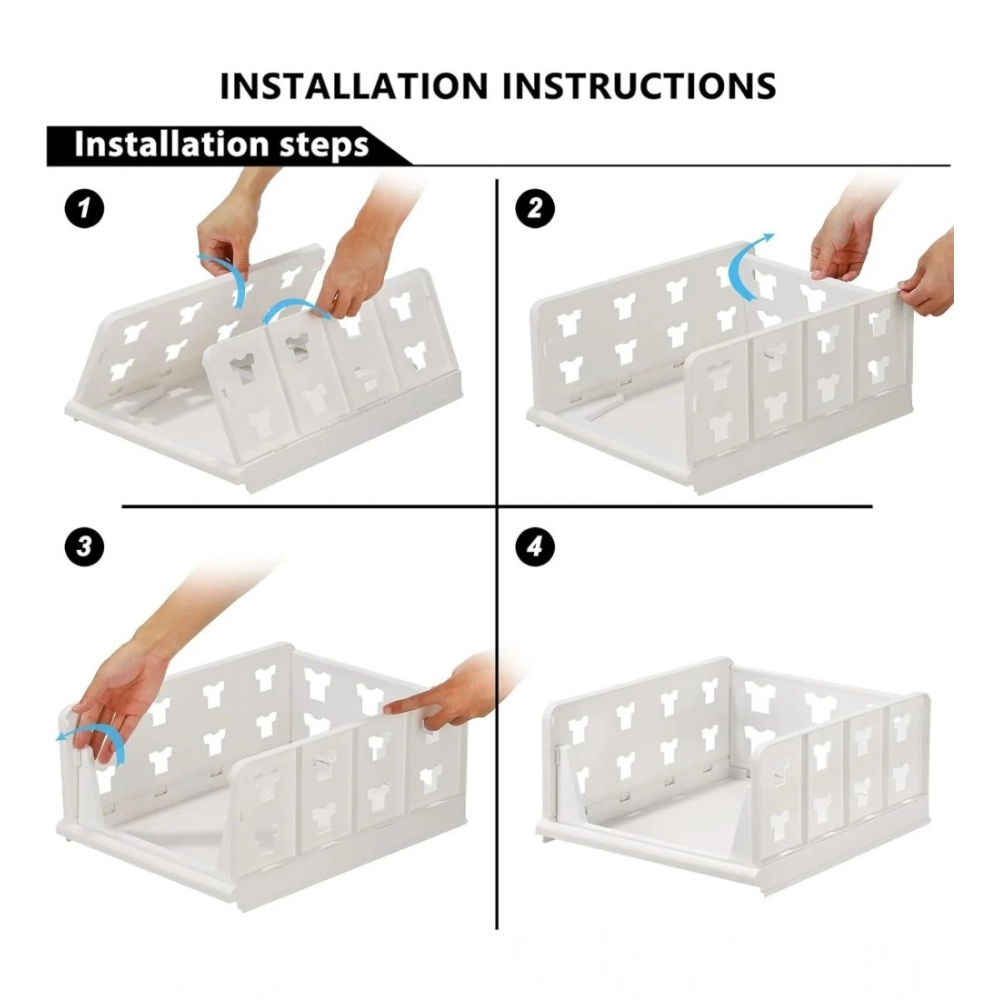 Pack of 1 Plastic Foldable Stackable Storage Organizer (White) - Image 3