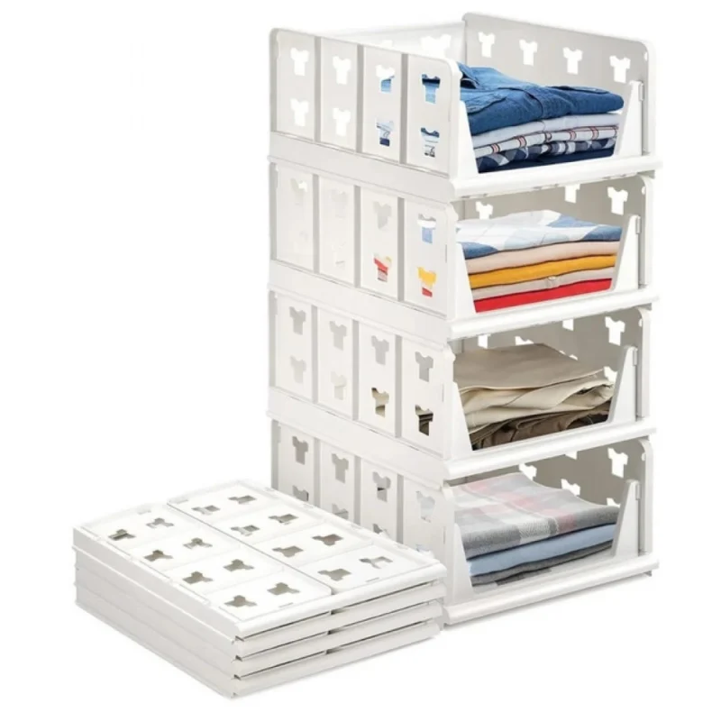 Alternative view of Pack of 1 Plastic Foldable Stackable Storage Organizer (White)