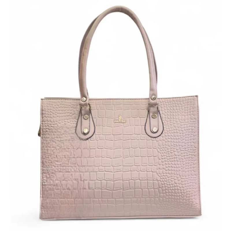 Women's Polyurethane Croco Shoulder Tote Bag (Beige) - Image 2
