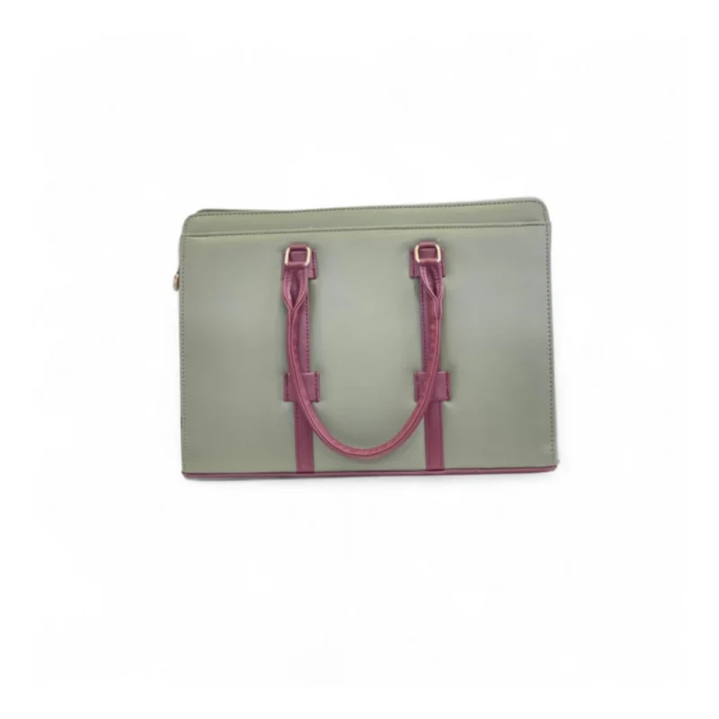 Women's Polyurethane Solid Structured Shoulder Tote Handbag (Sage Green-Burgundy) - Image 5