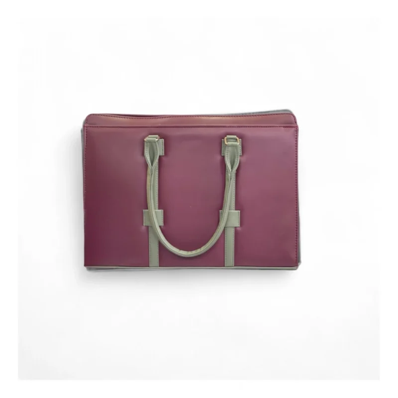 Women's Polyurethane Solid Structured Shoulder Tote Handbag (Burgundy-Gray) - Image 5