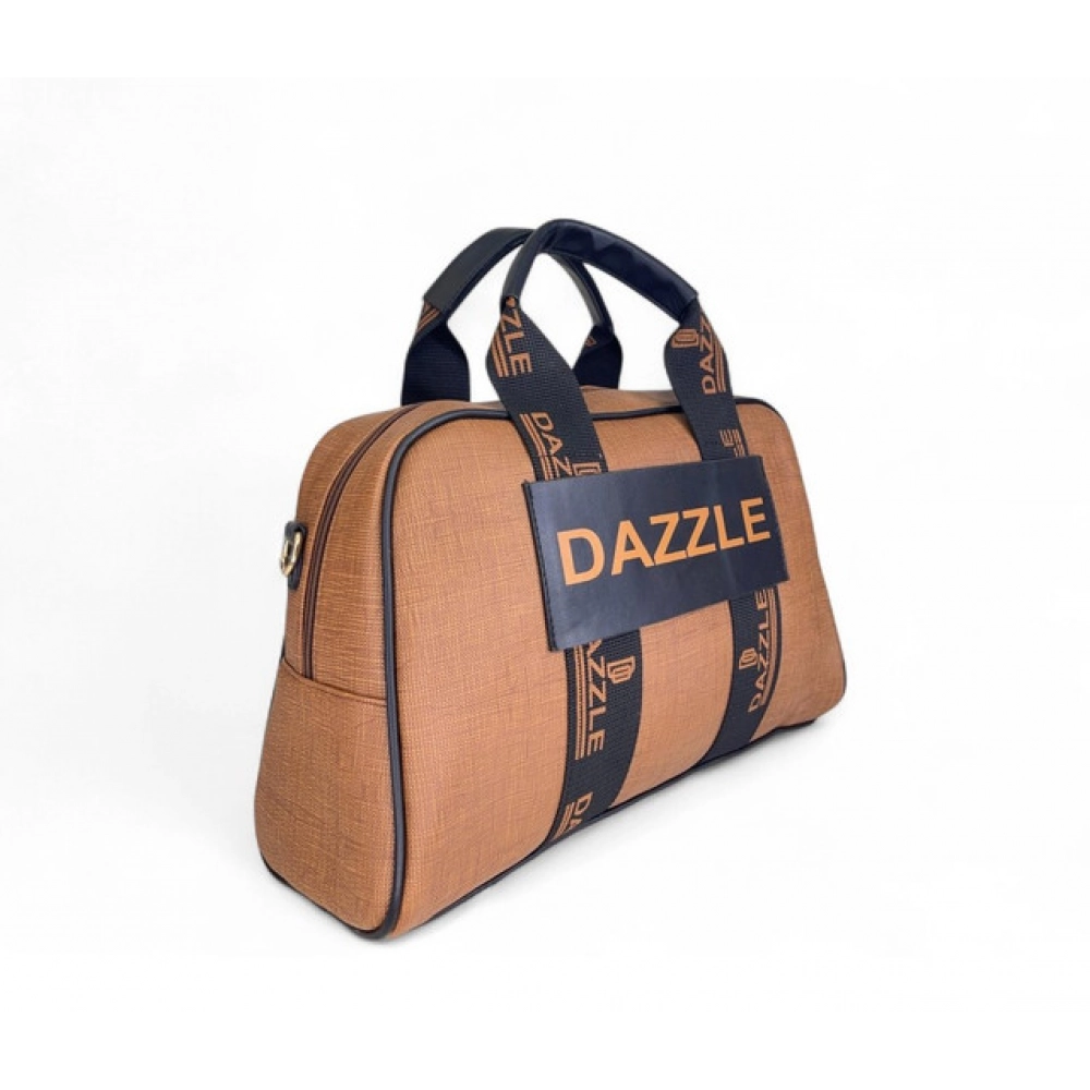 Women's Polyurethane Textured Duffle Bag with Adjustable & Removable Strap (Brown) - Image 4