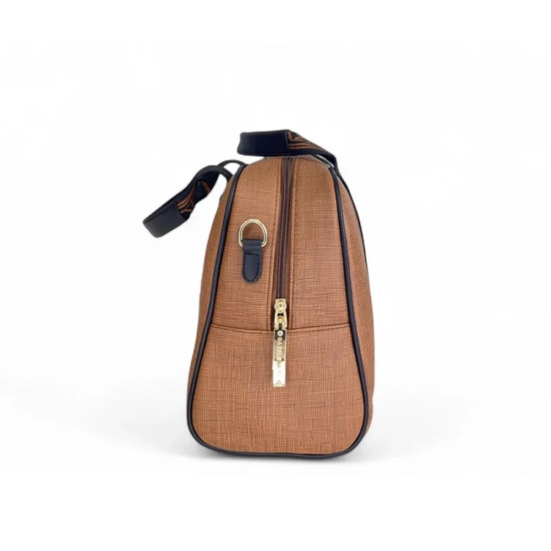 Women's Polyurethane Textured Duffle Bag with Adjustable & Removable Strap (Brown) - Image 5