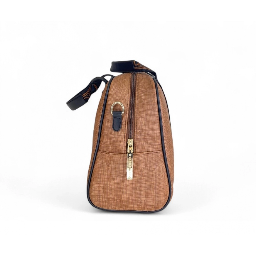 Women's Polyurethane Textured Duffle Bag with Adjustable & Removable Strap (Brown) - Image 5