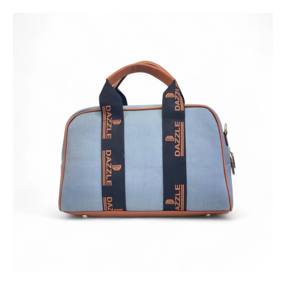 Women's Polyurethane Textured Duffle Bag with Adjustable & Removable Strap (Blue) - Image 3