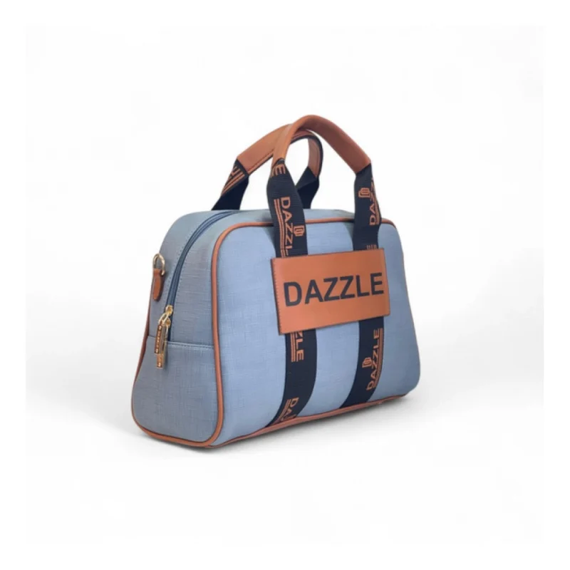 Women's Polyurethane Textured Duffle Bag with Adjustable & Removable Strap (Blue) - Image 4