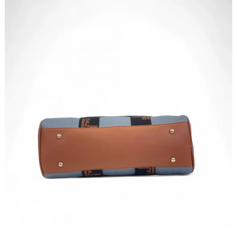 Women's Polyurethane Textured Duffle Bag with Adjustable & Removable Strap (Blue) - Image 5