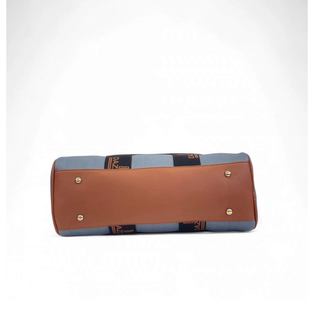 Women's Polyurethane Textured Duffle Bag with Adjustable & Removable Strap (Blue) - Image 5