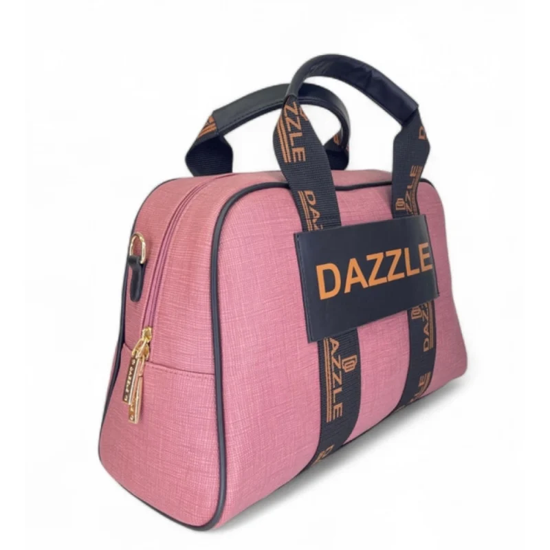 Women's Polyurethane Textured Duffle Bag with Adjustable & Removable Strap (Pink)