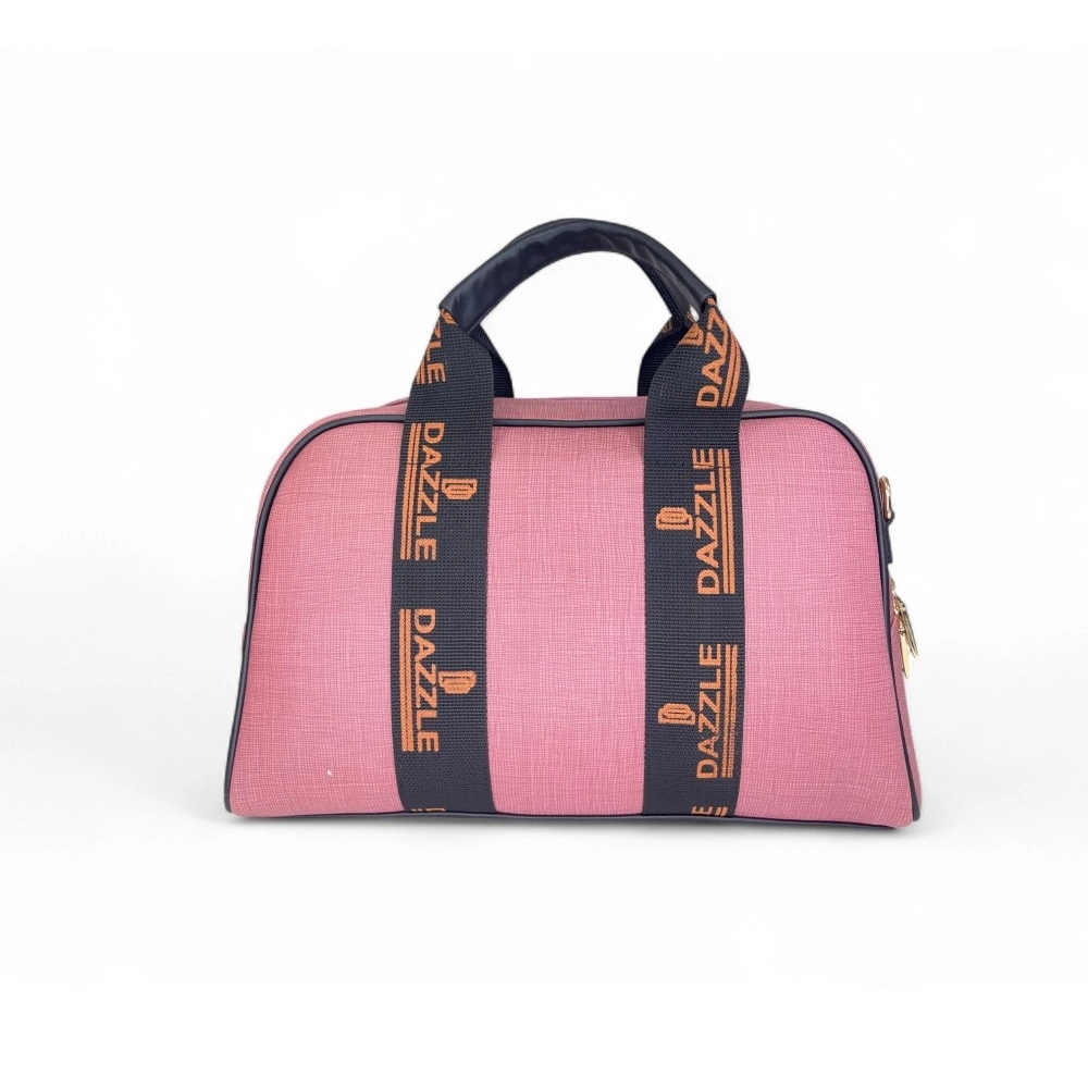Women's Polyurethane Textured Duffle Bag with Adjustable & Removable Strap (Pink) - Image 3