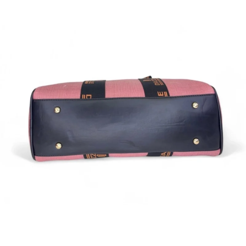 Women's Polyurethane Textured Duffle Bag with Adjustable & Removable Strap (Pink) - Image 4