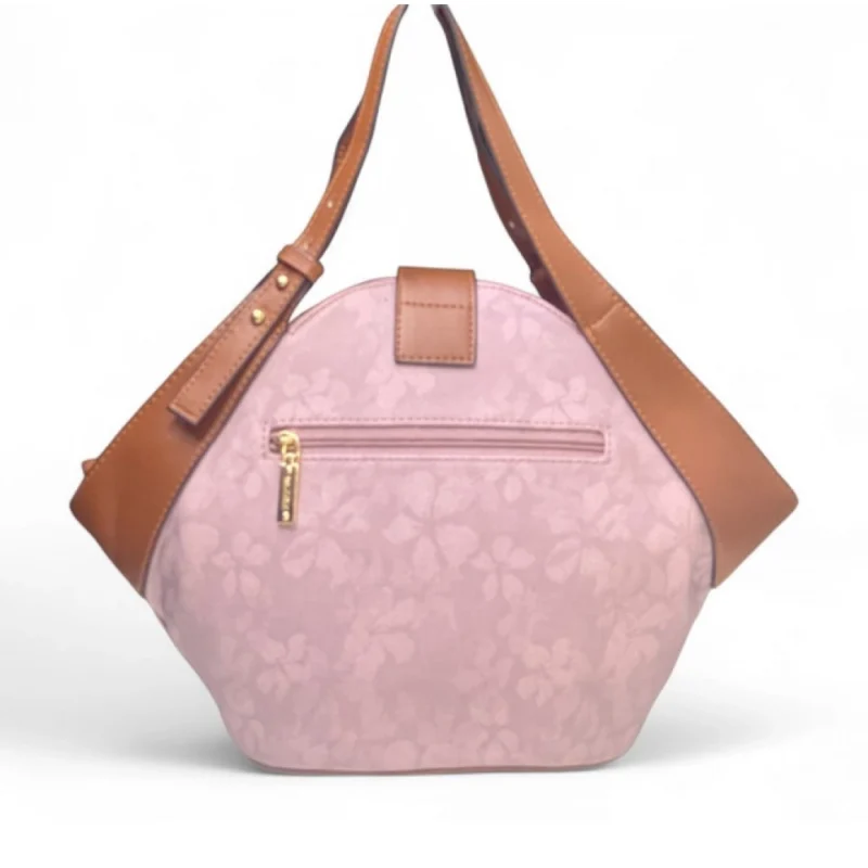 Women's Polyurethane Floral Printed Hexagonal Satchel Handbag with Adjustable Strap (Pink) - Image 5
