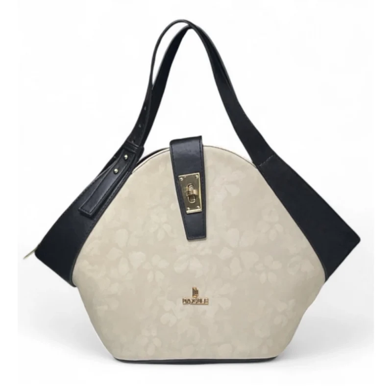 Women's Polyurethane Floral Printed Hexagonal Satchel Handbag with Adjustable Strap (White) - Image 2