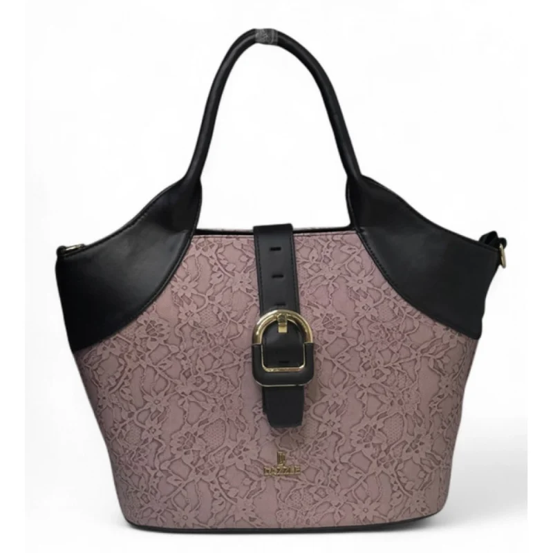 Women's Polyurethane Textured Two-Tone Tote Handbag with Adjustable & Removable Strap (Purple) - Image 2
