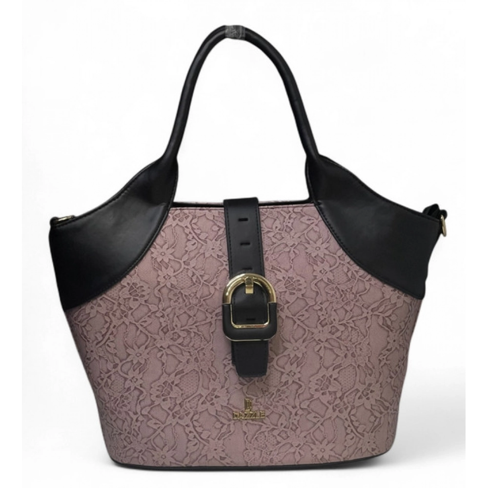 Women's Polyurethane Textured Two-Tone Tote Handbag with Adjustable & Removable Strap (Purple) - Image 2