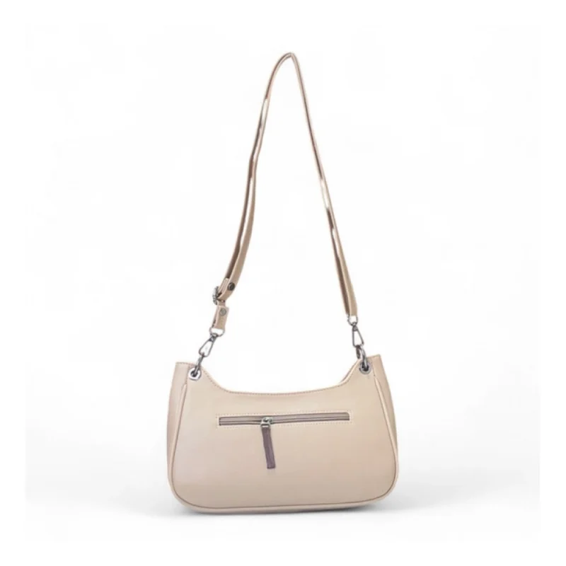 Women's Polyurethane Floral Embroidered Crossbody Sling Bag with Adjustable & Removable Strap (Beige) - Image 4
