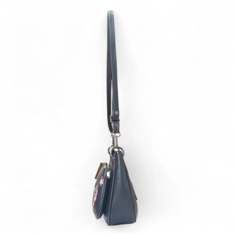 Women's Polyurethane Floral Embroidered Crossbody Sling Bag with Adjustable & Removable Strap (Black) - Image 3