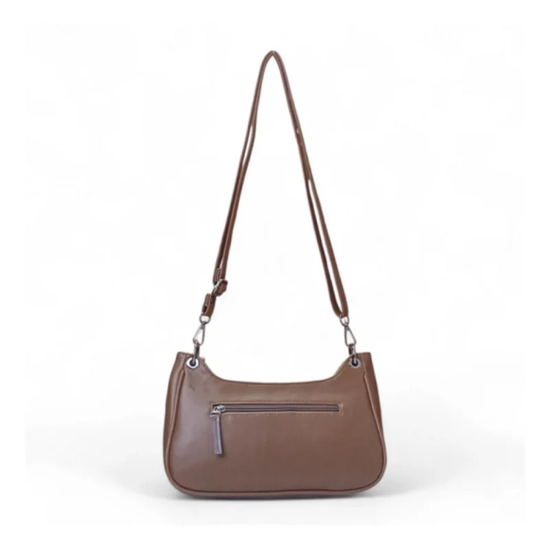 Women's Polyurethane Floral Embroidered Crossbody Sling Bag with Adjustable & Removable Strap (Brown) - Image 4