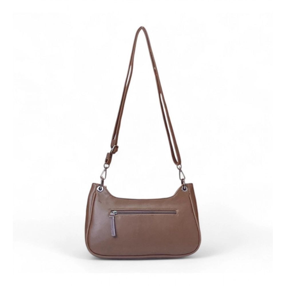 Women's Polyurethane Floral Embroidered Crossbody Sling Bag with Adjustable & Removable Strap (Brown) - Image 4