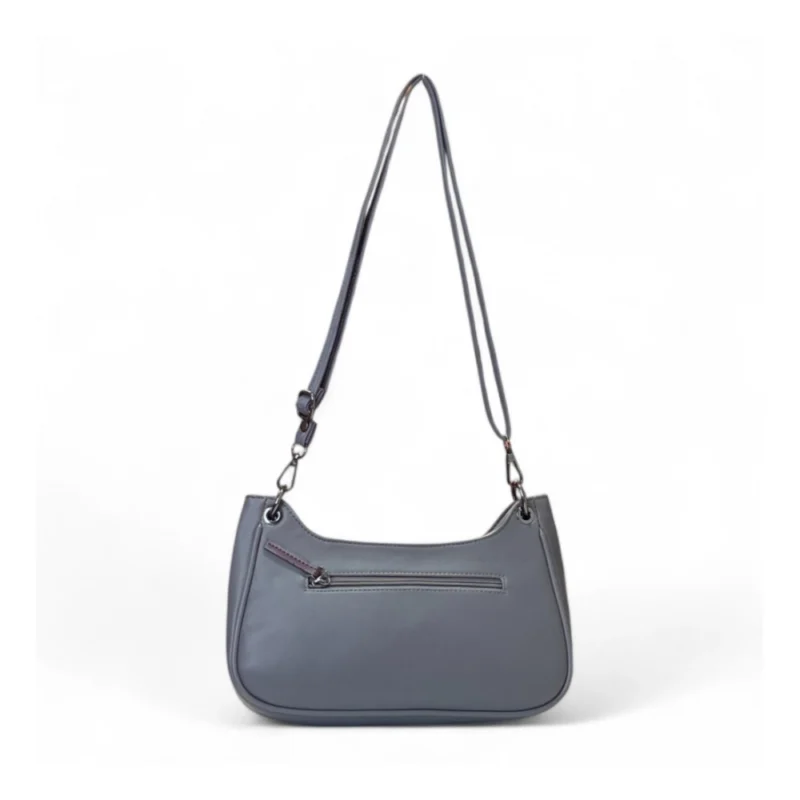 Women's Polyurethane Floral Embroidered Crossbody Sling Bag with Adjustable & Removable Strap (Grey) - Image 4