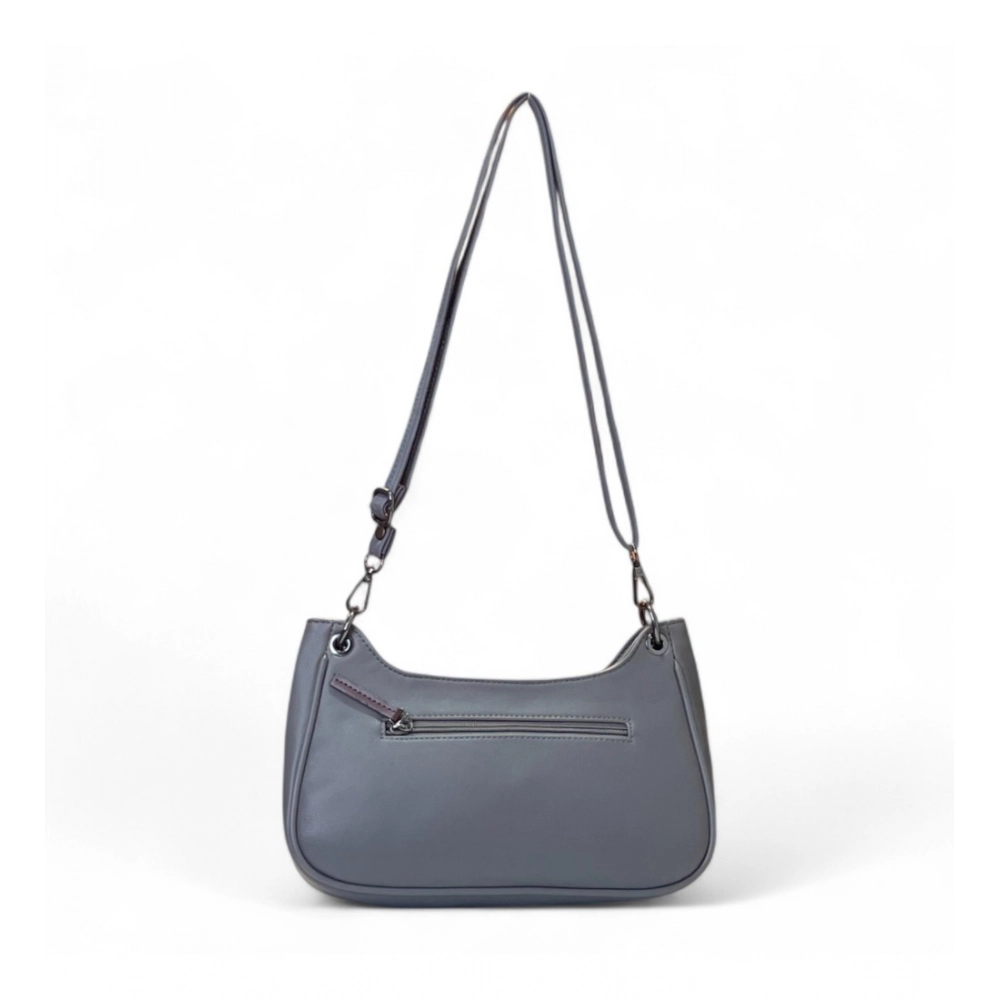 Women's Polyurethane Floral Embroidered Crossbody Sling Bag with Adjustable & Removable Strap (Grey) - Image 4