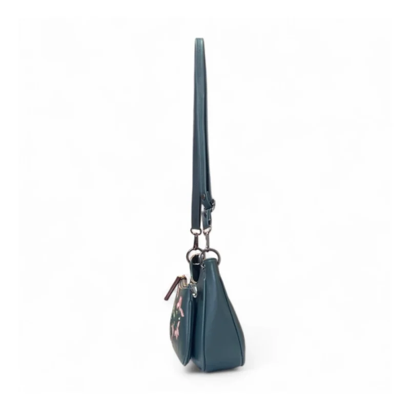 Women's Polyurethane Floral Embroidered Crossbody Sling Bag with Adjustable & Removable Strap (Light Blue) - Image 3