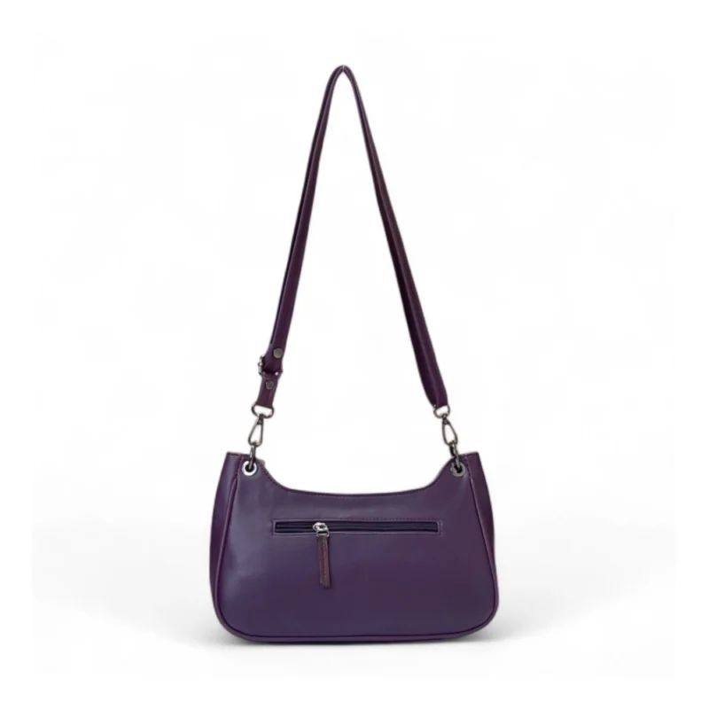 Women's Polyurethane Floral Embroidered Crossbody Sling Bag with Adjustable & Removable Strap (Purple) - Image 4