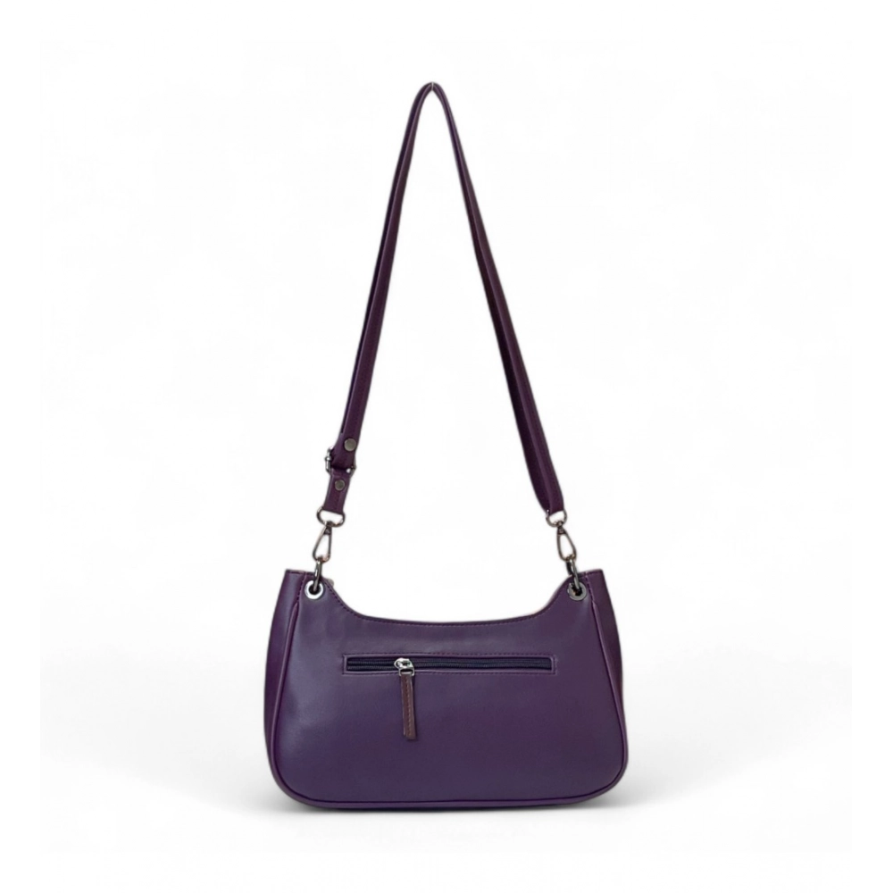 Women's Polyurethane Floral Embroidered Crossbody Sling Bag with Adjustable & Removable Strap (Purple) - Image 4