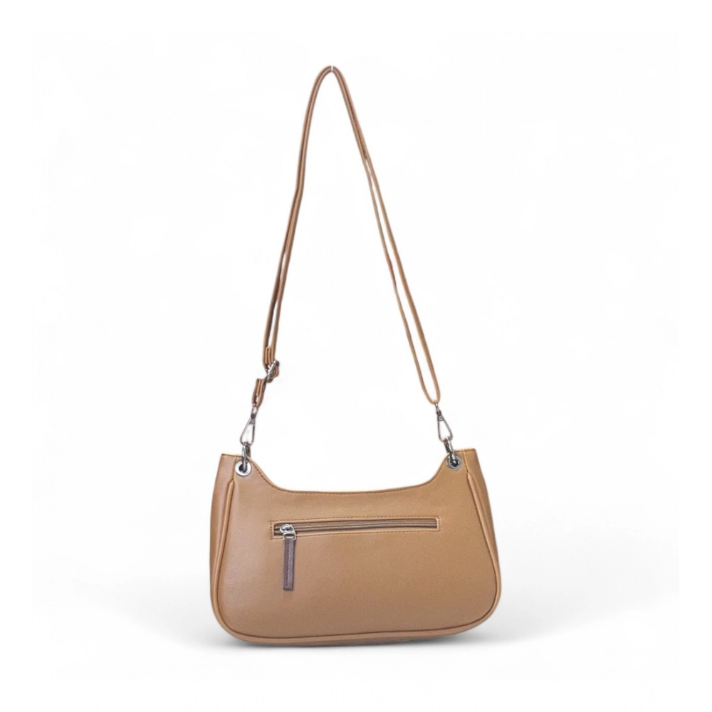 Women's Polyurethane Floral Embroidered Crossbody Sling Bag with Adjustable & Removable Strap (Tan) - Image 4