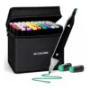 Plastic 60Pcs Colors Art Markers Sketch Pen Dual Tip Artist Art Marker (Multicolor )