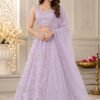 Elegant Lavender Embroidered Lehenga Choli Set with Designer Dupatta