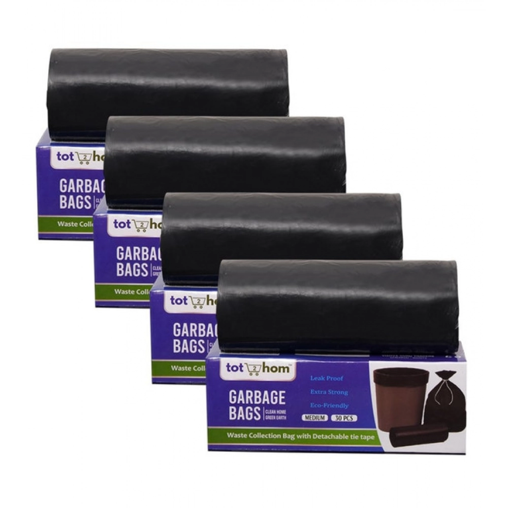 Pack of 4 Plastic 19 x 21 Inches Garbage Bag (Black)