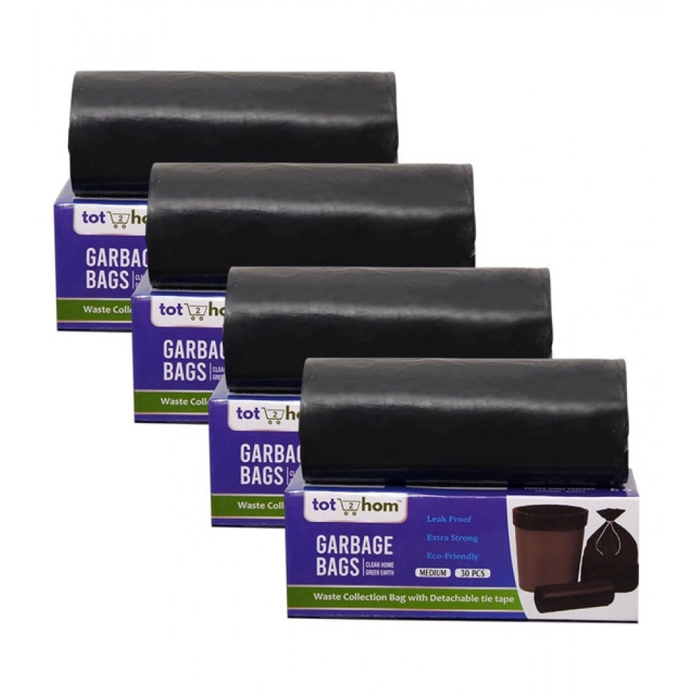 Pack of 4 Plastic 19 x 21 Inches Garbage Bag (Black) - Image 2