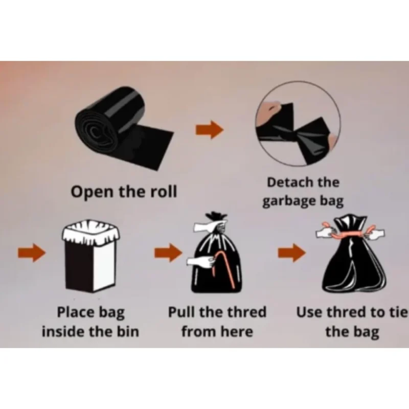 Pack of 10 Polyethylene 19 x 21 Inches Garbage Bag (Black) - Image 4