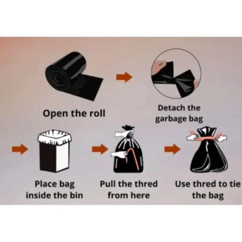 Pack of 12 Biodegradeable Vegetable-Paper 19 x 21 Inches Garbage Bag (Black) - Image 3