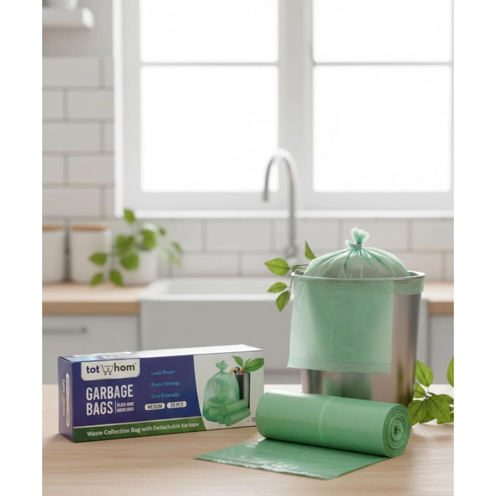 Pack of 5 Biodegradeable Vegetable-Paper 19 x 21 Inches Garbage Bag (Green) - Image 4