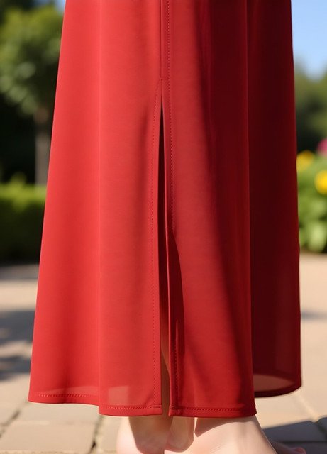 Women's Pack of 1 Georgette Solid High Rise Wide Leg Flared Palazzo with Elastic Waist (Red) - Image 5