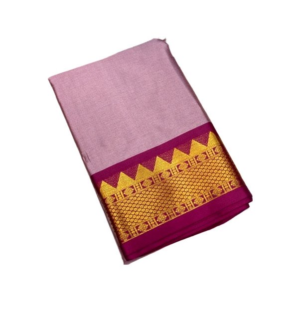 Women's Cotton Silk Striped Saree With Unstitched Blouse - 5.5 Mtr (Lavender-Maroon) - Image 2