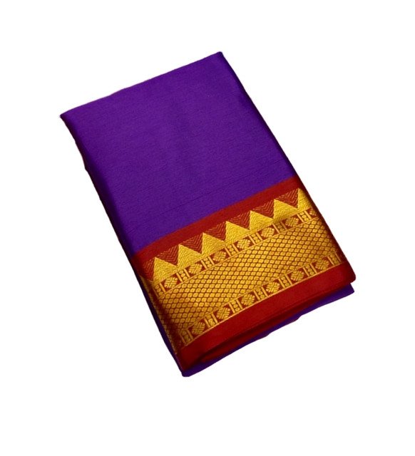 Women's Cotton Silk Striped Saree With Unstitched Blouse - 5.5 Mtr (Purple-Red) - Image 2
