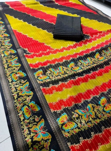 Women's Silk Kalamkari Printed Saree With Unstitched Blouse - 5.5 Mtr (Multicolor) - Image 5