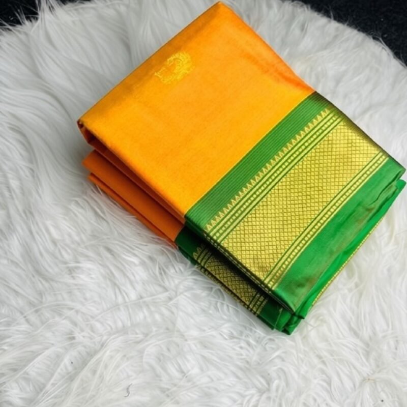 Women's Cotton Silk Solid Saree With Unstitched Blouse - 5.5 Mtr (Yellow-Green)