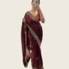 Women's Fendy Chiffon Embellished Saree With Unstitched Blouse - 5.5 Mtr (Wine)